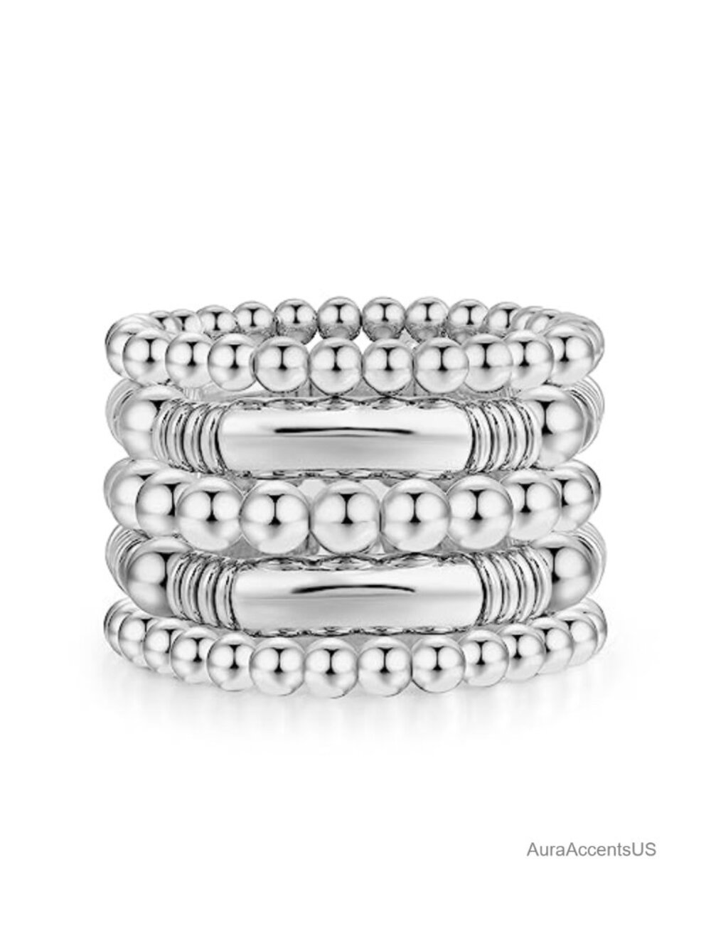 14K Gold Plated Bead Ball Stretchable Stacking Bangle Bracelets Set